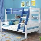 Mandarin Solidwood Twin Over Double Bunk Bed for Kids with Underbed Storage - Blue - Image 3