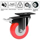 IMPEX 4" Caster Wheels Swivel Plate With Brake Lock For Trolley Truck 75 MM Heavy Duty upto 1200 lbs Castor Wheels for Furniture, Bed, Counter Wheels 360° Rotating Top Plate Caster Wheel (Set of 4) - Image 7