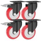 IMPEX 4" Caster Wheels Swivel Plate With Brake Lock For Trolley Truck 75 MM Heavy Duty upto 1200 lbs Castor Wheels for Furniture, Bed, Counter Wheels 360° Rotating Top Plate Caster Wheel (Set of 4) - Image 3