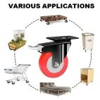 IMPEX 4" Caster Wheels Swivel Plate With Brake Lock For Trolley Truck 75 MM Heavy Duty upto 1200 lbs Castor Wheels for Furniture, Bed, Counter Wheels 360° Rotating Top Plate Caster Wheel (Set of 4) - Image 5