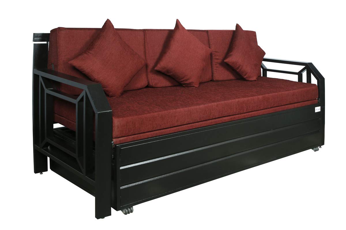 Metal Sofa Cum Bed with Hydraulic Storage King Size Bed Texture Finish - Colour Black by A1 Star Furniture.|A1SFSC15| - Image 5