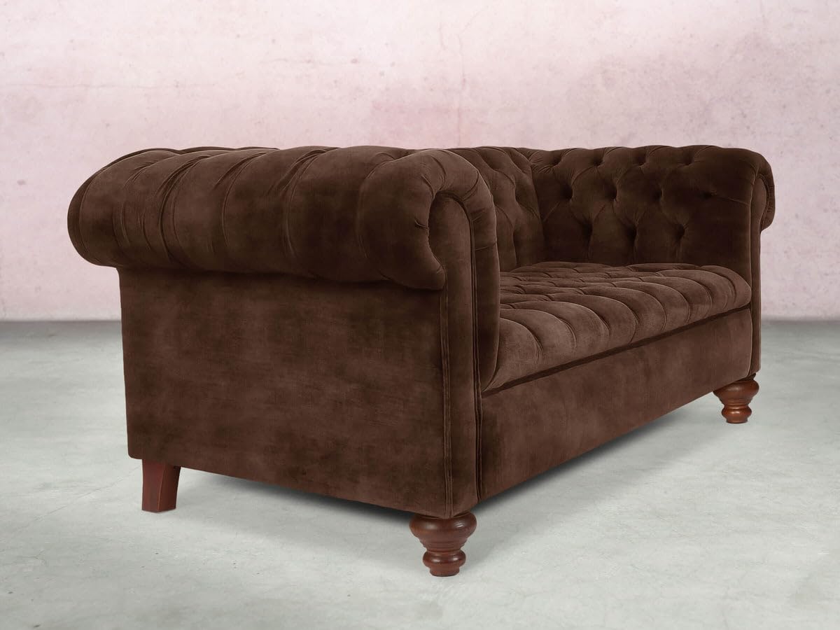 3 Seat Chesterfield Sofa in Hickory Vintage Velvet - Image 4