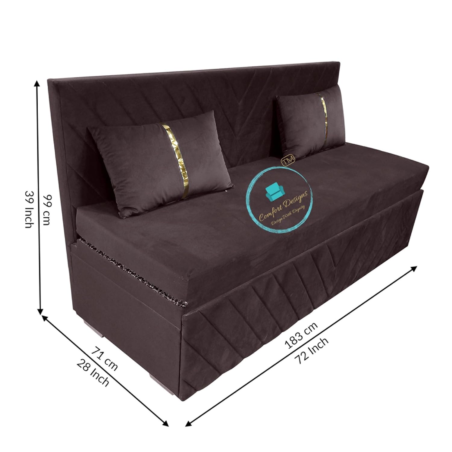 Comfort Designs Verona Textured Premium Polyester Fabric 4 Seater Sofa Cumbed for Living Room, Functional Storage, Soft, Lightweight, Comfortable Sofa - Image 5