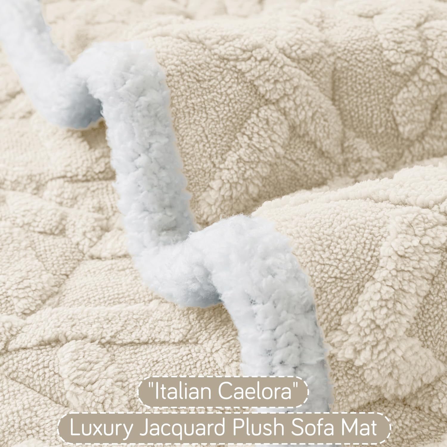 HOKIPO 'Italian Caelora' Luxury Jacquard Plush Sofa Backrest Cover Mat 55x80 cm | Pack of 1 Anti Slip Backrest Mat, Pearl White (AR-6225-WHT) - Image 3