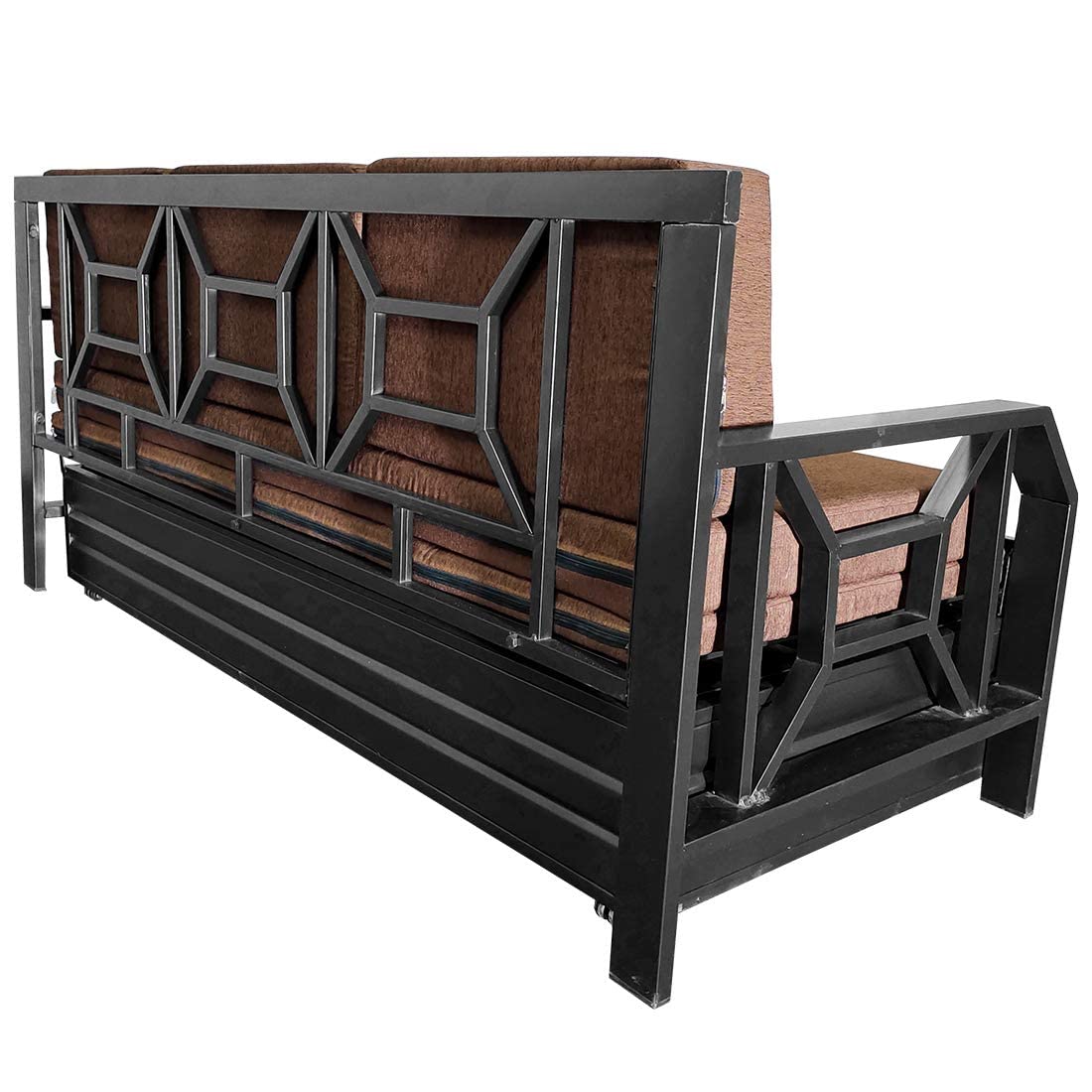 SOFTSOUL Furniture Metal Sofa Cum Bed with Hydraulic Storage with Mattress (Texture Finish : Brown) ; Queen Size 6 X 5 - Image 8