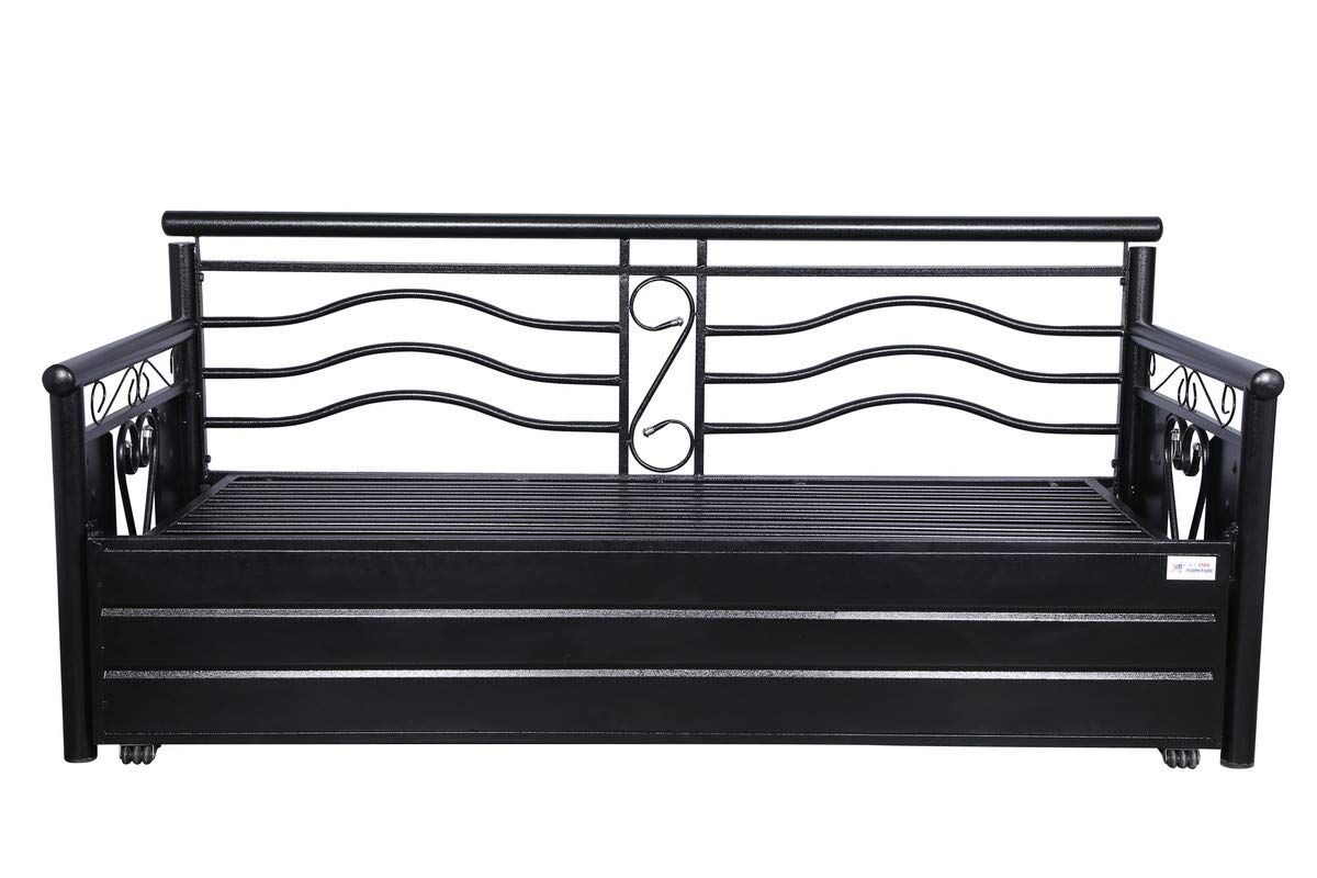 Metal Sofa Cum Bed with Hydraulic Storage King Size Bed Texture Finish - Colour Black by A1 Star Furniture.|A1SFSC07| - Image 4