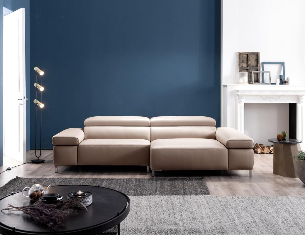 Fabrique Crafted Leatherette Lshape 2 Seater Diligent Leatherette Cream Sofa Set | Moveable Headrest (Lhs) | Stylish Home Office & Living Room Furniture | Lightweight Design | Stainless Steel Legs - Image 3