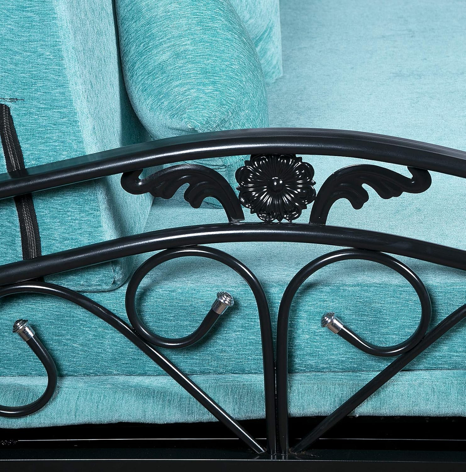 IK Traders Metal 3 Seater Sofa Cum Bed with Hydraulic Storage Cotton Fabric Washable Cover - (Blue Pattern) King Size (6 X 6) Feet by:- IK Traders - Image 8