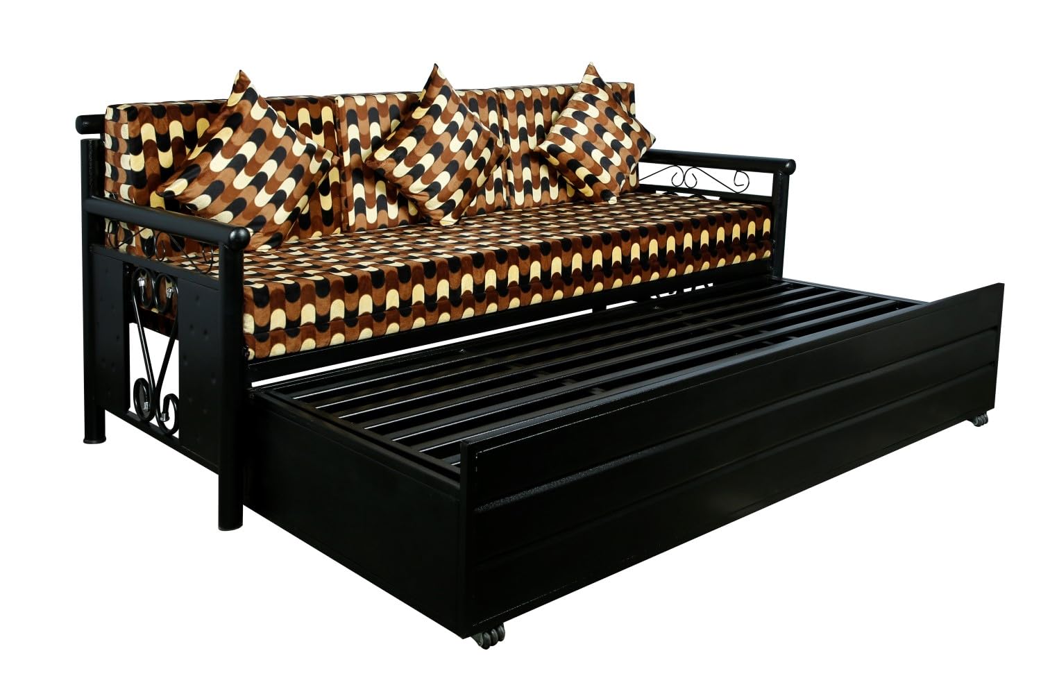 3 Seater Metal Sofa Cum Bed with Hydraulic Storage for Living Room (Black); Size: King - 6 x 6 - APICK7001 - Image 5