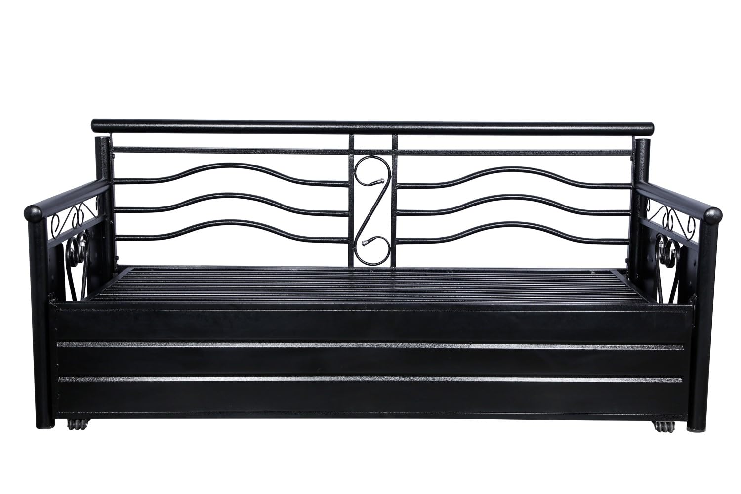 3 Seater Metal Sofa Cum Bed with Hydraulic Storage for Living Room (Black); Size: King - 6 x 6 - APICK7001 - Image 9