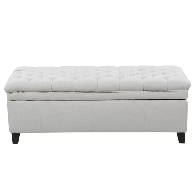 FUUBA Storage Ottoman, Storage Bench 2 Seater Sofa Upholstered Ottoman Bench with Storage, for Living (Light Grey) - Image 4