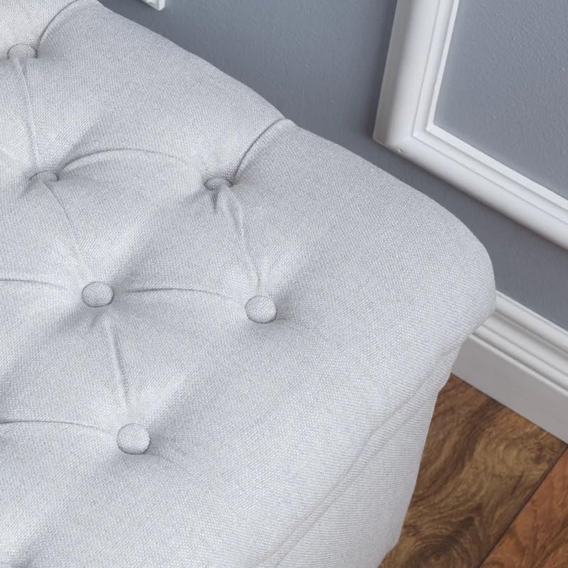 FUUBA Storage Ottoman, Storage Bench 2 Seater Sofa Upholstered Ottoman Bench with Storage, for Living (Light Grey) - Image 9