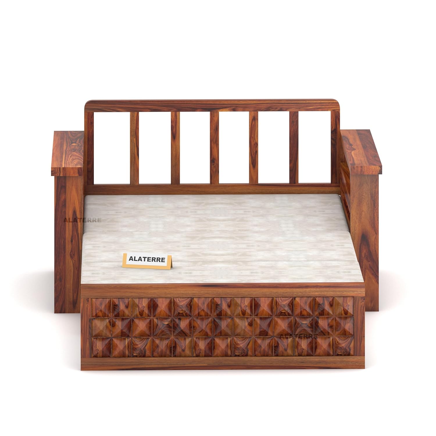 Sofa Cum Bed || Sheesham Wood 2 Seater Sofa Cum Bed for Home || Wooden Sofa Cum Bed for Living Room Furniture || Comfort Dubole Bed Folding with Storage Armrest (2 Seater, Honey Finish) - Image 10