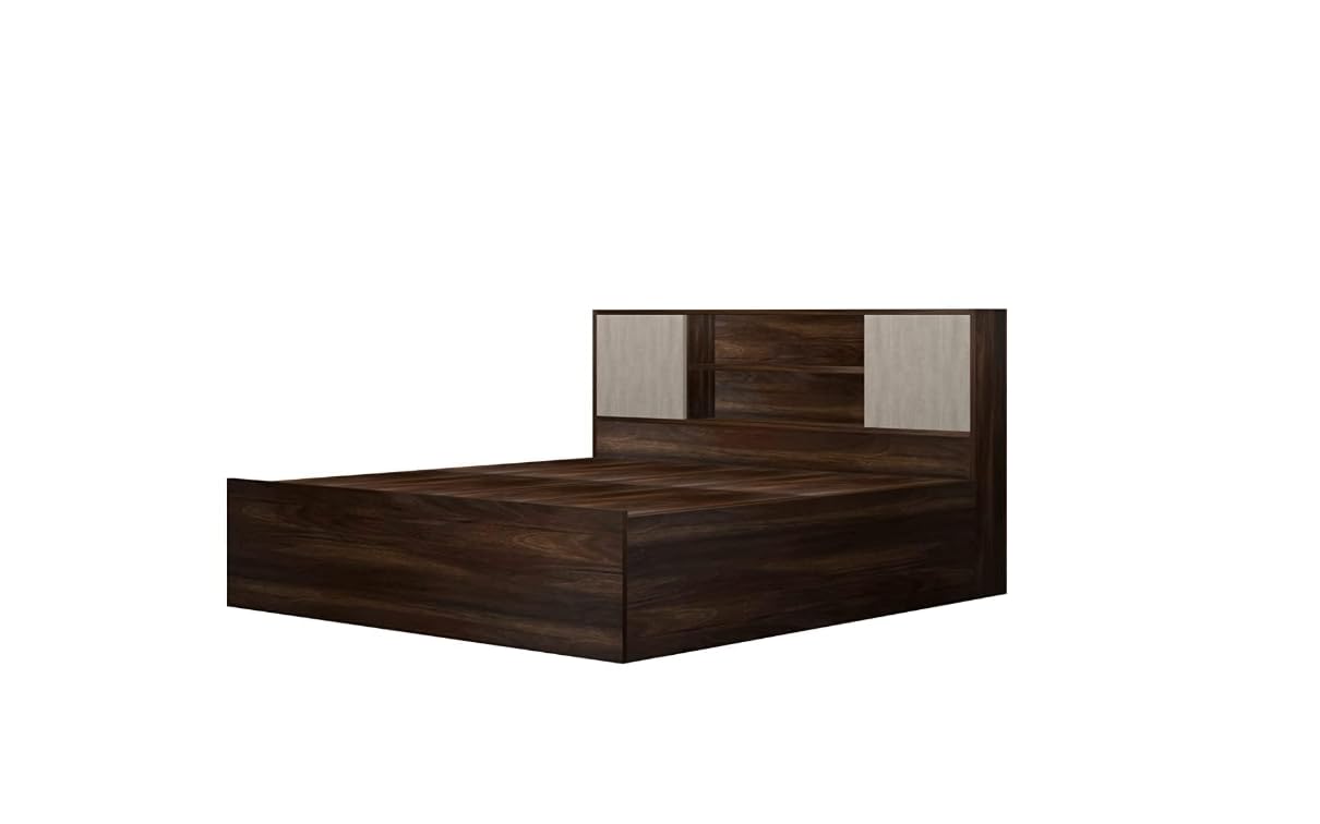 Modern Storage Bed with Headboard, Queen Size, Dark Walnut, 202 x 80 x 157.48 cm. - Image 3