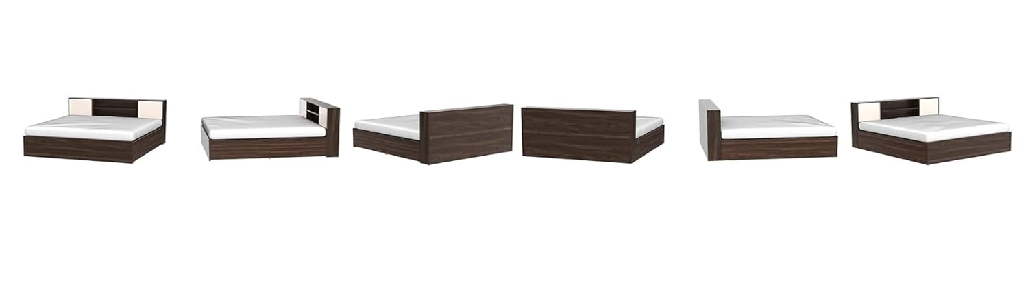 Modern Storage Bed with Headboard, Queen Size, Dark Walnut, 202 x 80 x 157.48 cm. - Image 4