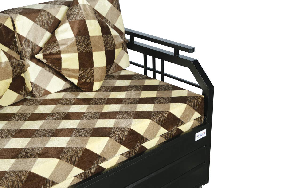 Metal Sofa Cum Bed with Hydraulic Storage King Size Bed Texture Finish - Colour Black by A1 Star Furniture.|A1SFSC10| - Image 6