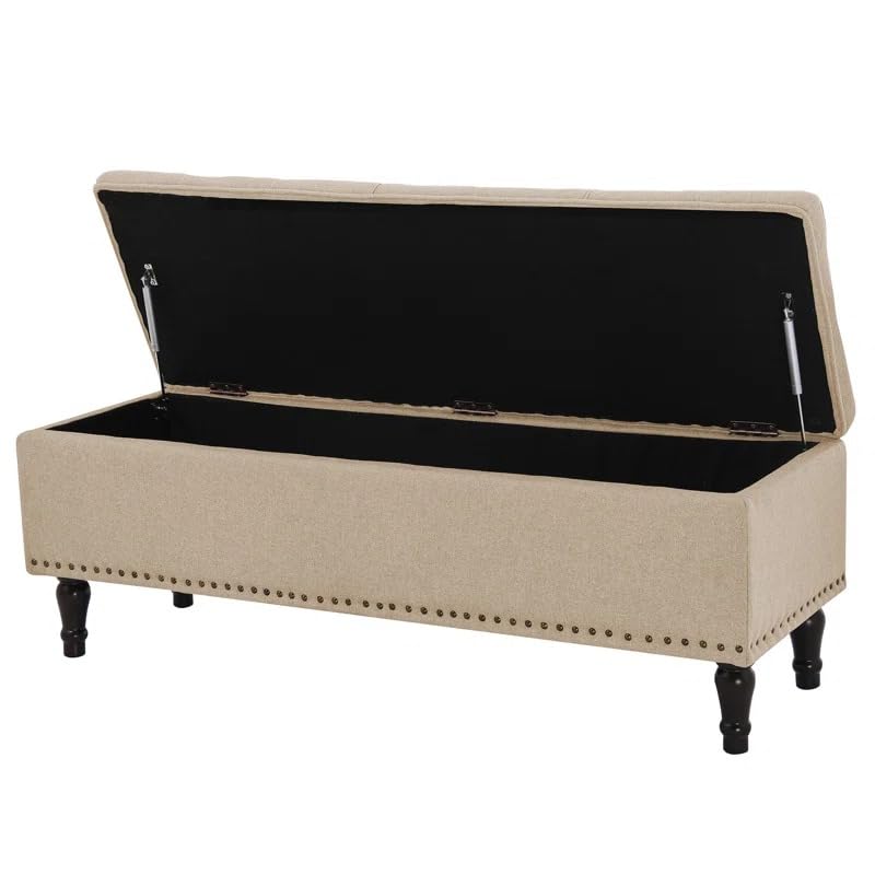 Arlecia Upholstered Ottoman Bench with Storage for Living Room, Storage Chest for Sofa Couch Bedroom Entryway (Wheat) - Image 4