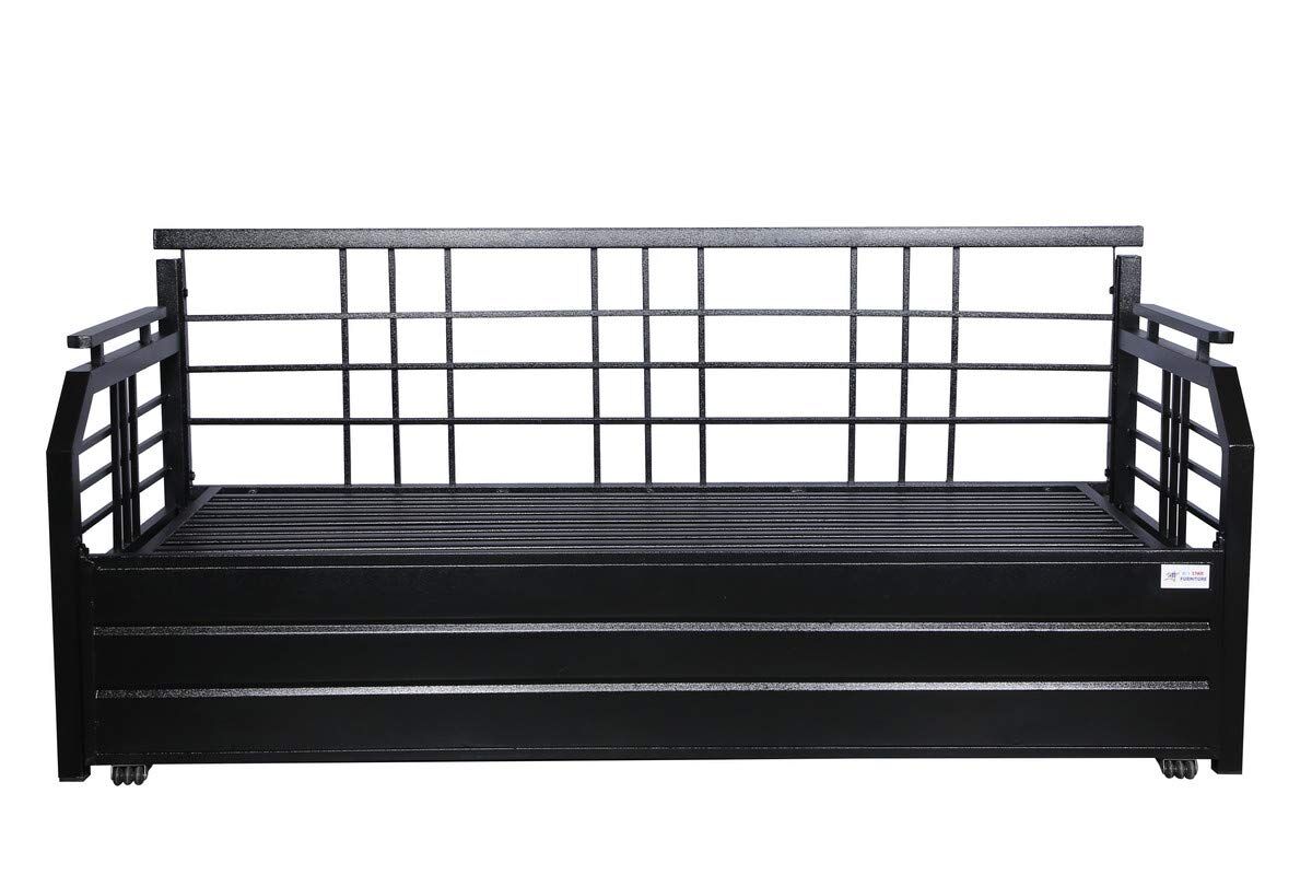 Metal Sofa Cum Bed with Hydraulic Storage King Size Bed Texture Finish - Colour Black by A1 Star Furniture.|A1SFSC11| - Image 4
