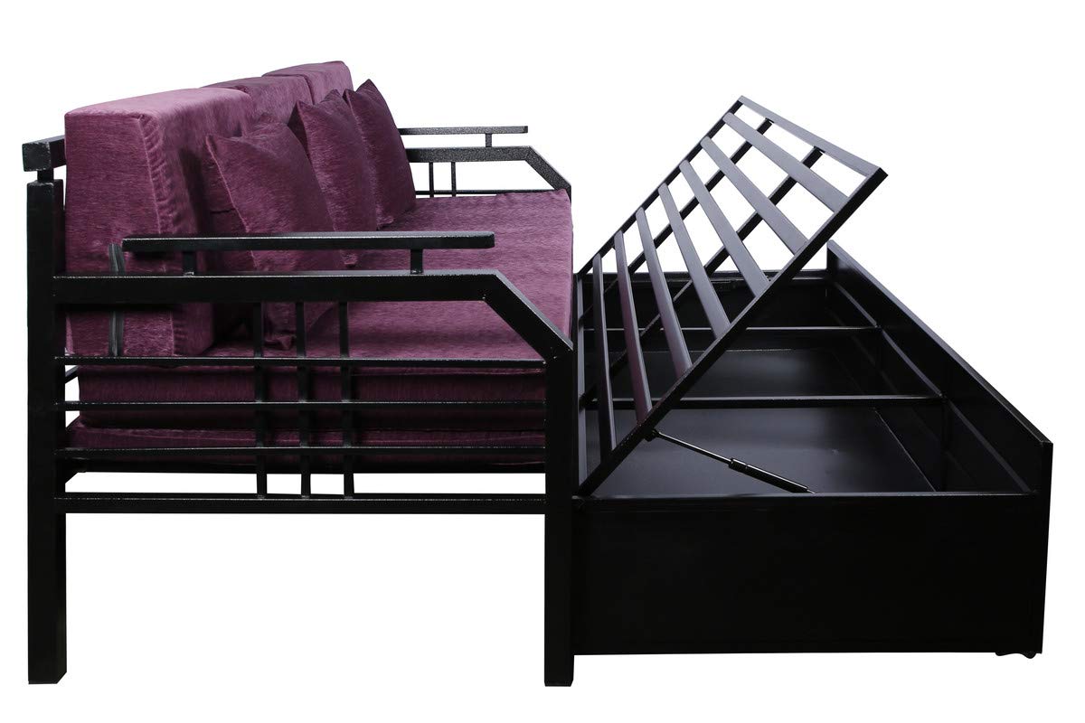 Metal Sofa Cum Bed with Hydraulic Storage King Size Bed Texture Finish - Colour Black by A1 Star Furniture.|A1SFSC11| - Image 6
