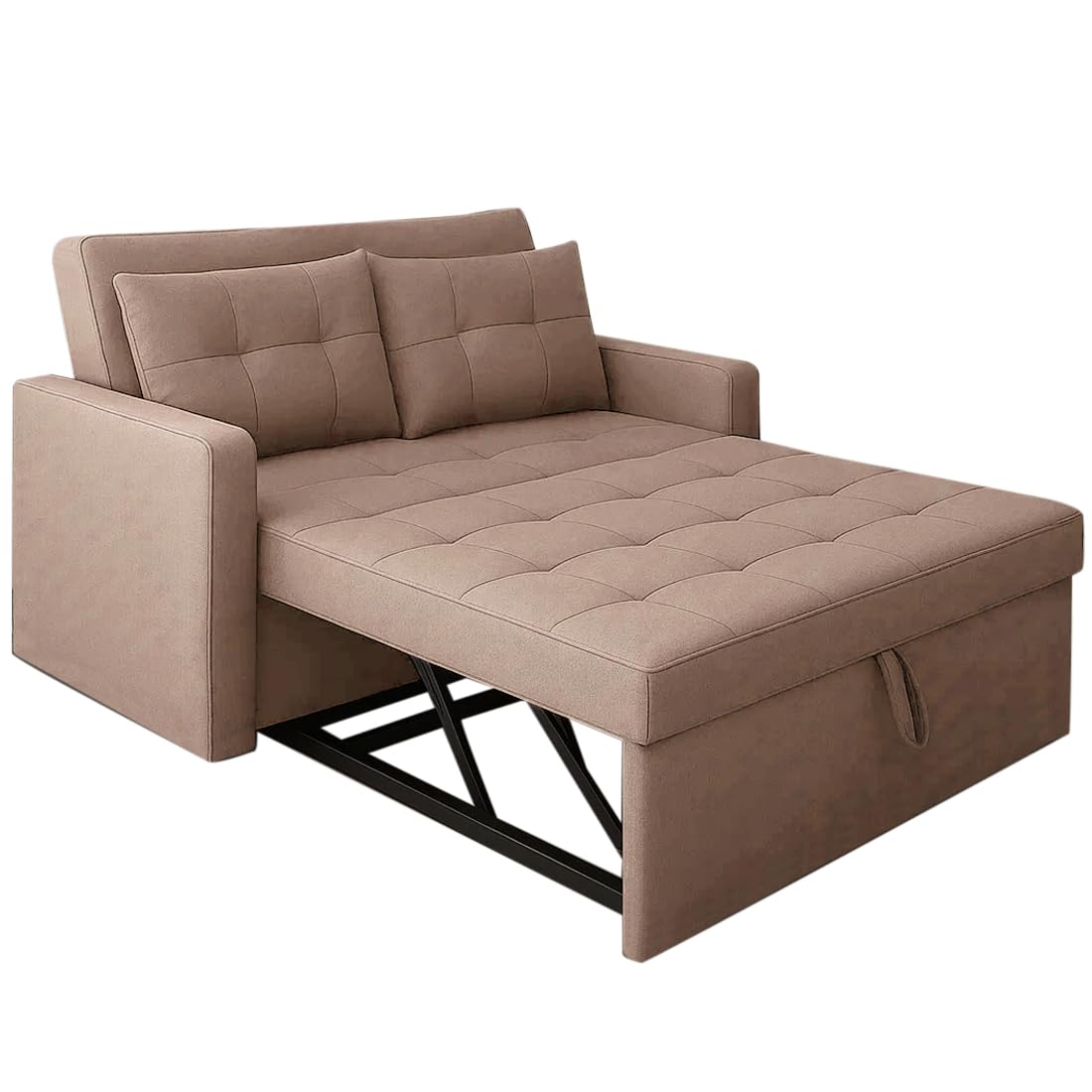 CASASTYLE Trissa 2 Seater Pull-Out Premium Fabric Sofa Cum Bed Sofa Set for Living Room (Beige Fabric) - Image 6