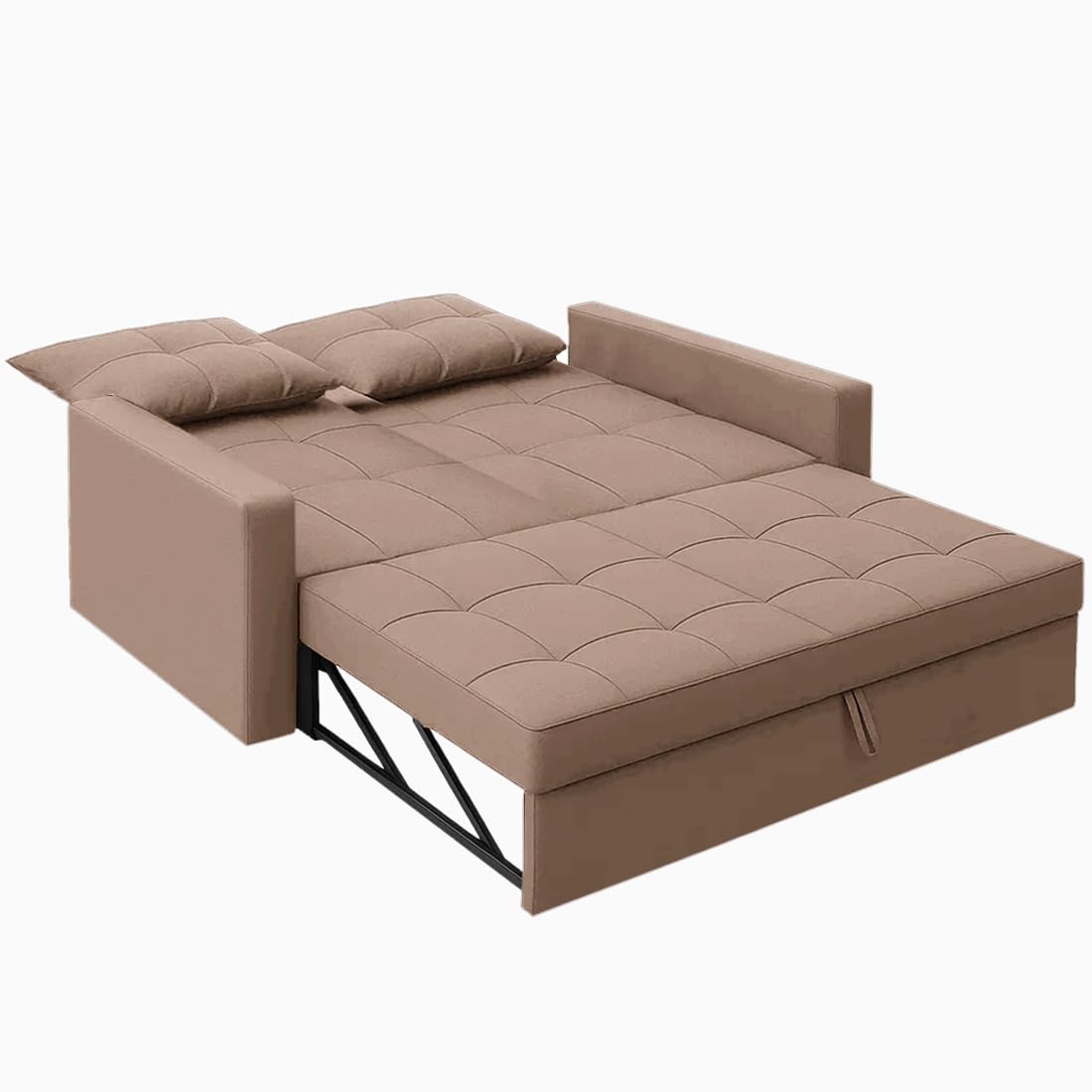 CASASTYLE Trissa 2 Seater Pull-Out Premium Fabric Sofa Cum Bed Sofa Set for Living Room (Beige Fabric) - Image 7