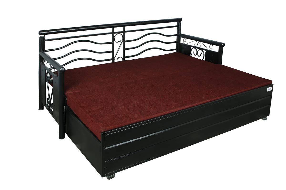 Metal Sofa Cum Bed with Hydraulic Storage King Size Bed Texture Finish - Colour Black by A1 Star Furniture.|A1SFSC05| - Image 4