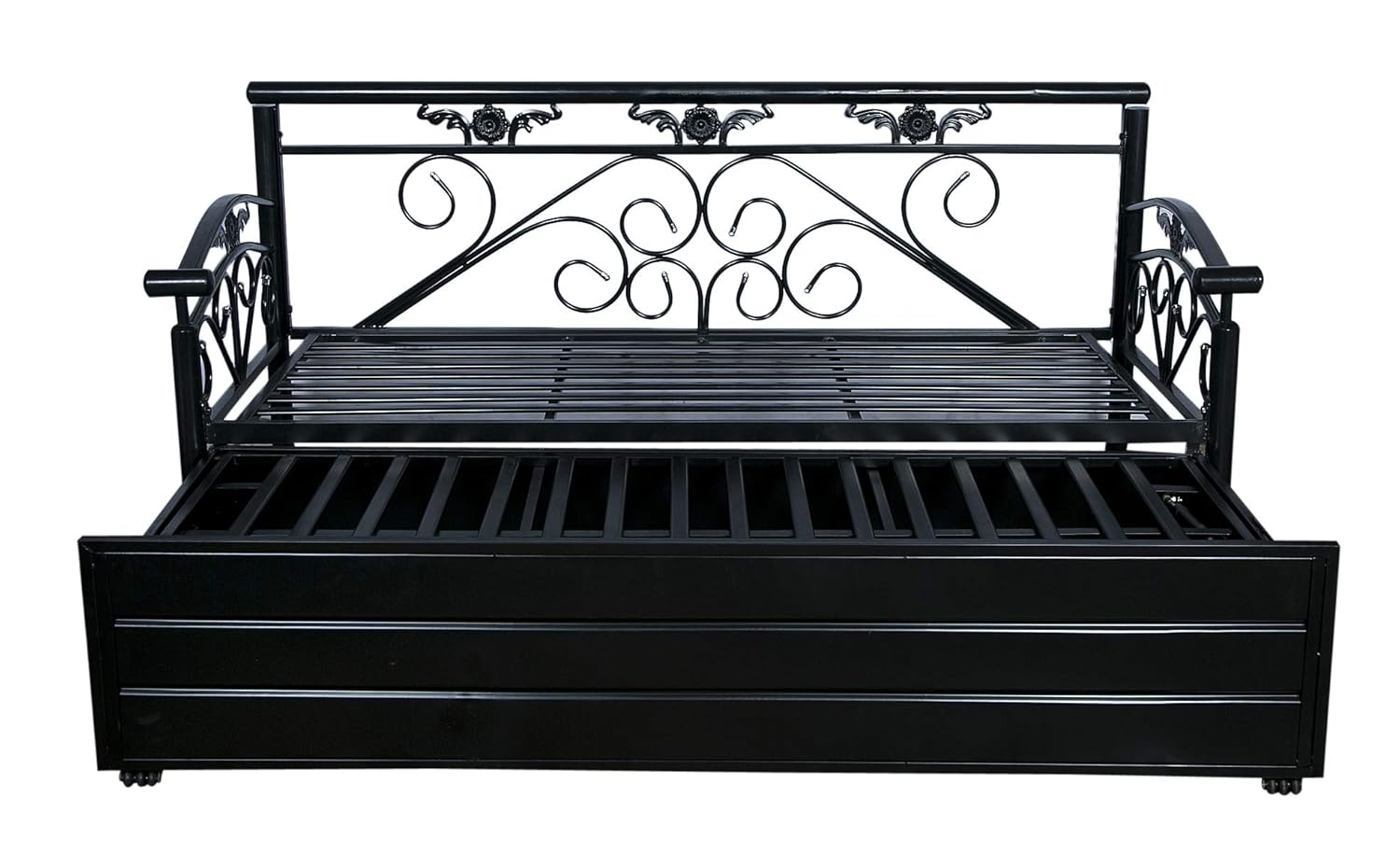 IK Traders Metal 3 Seater Sofa Cum Bed with Hydraulic Storage Cotton Fabric Washable Cover - (Blue Pattern) Single Size (6 X 4) Feet by:- IK Traders - Image 11