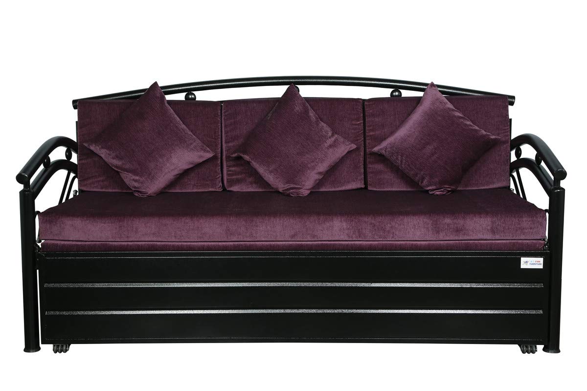Metal Sofa Cum Bed with Hydraulic Storage King Size Bed Texture Finish - Colour Black by A1 Star Furniture.|A1SFSC18| - Image 3