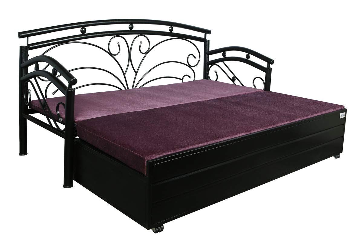 Metal Sofa Cum Bed with Hydraulic Storage King Size Bed Texture Finish - Colour Black by A1 Star Furniture.|A1SFSC18| - Image 4