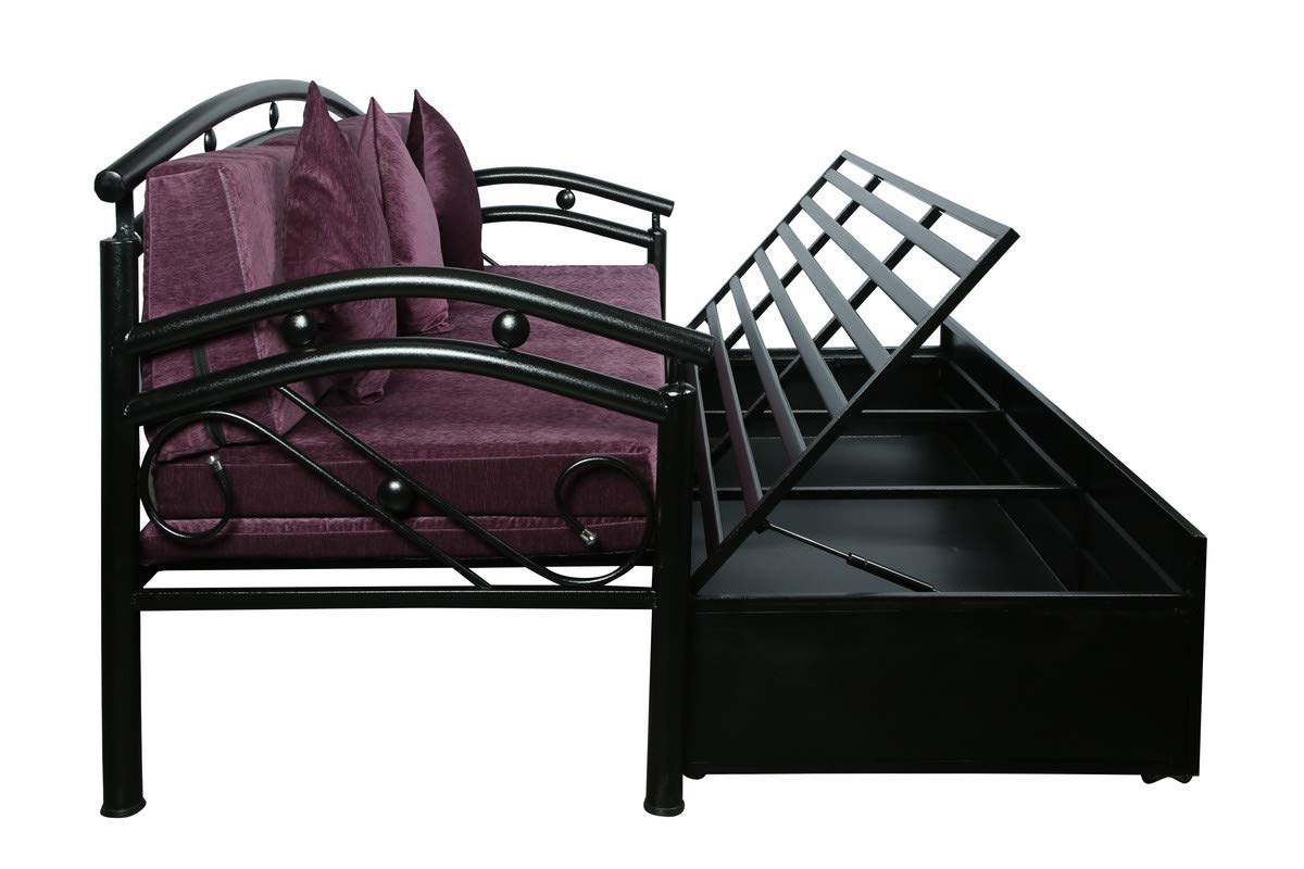 Metal Sofa Cum Bed with Hydraulic Storage King Size Bed Texture Finish - Colour Black by A1 Star Furniture.|A1SFSC18| - Image 8