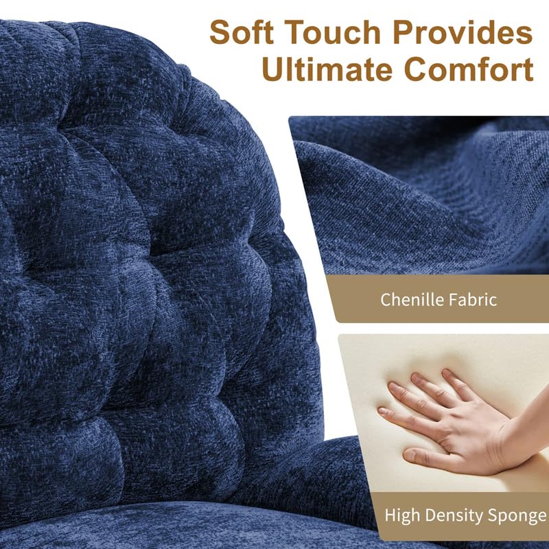 Recliner Sofa 1 Seater, Electric Recliner Chair, Soft Fabric Upholstered Push Button Power with Side Pockets Color Blue - Image 5