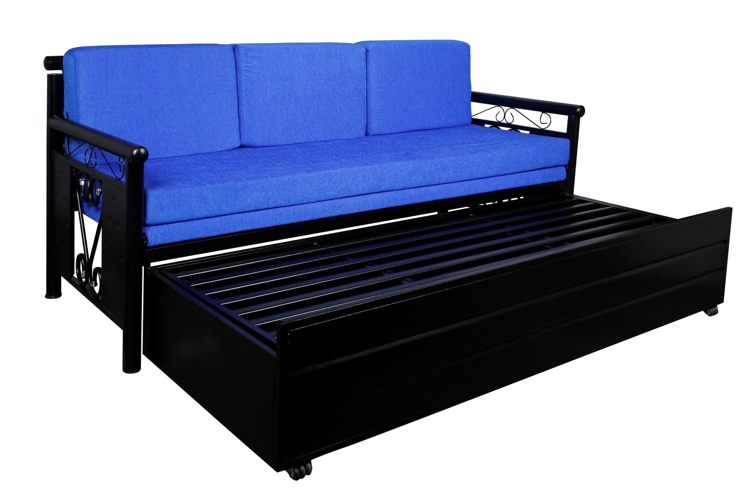 3 Seater Metal Sofa Cum Bed with Hydraulic Storage for Living Room (Black); Size: Single - 4 x 6 - APICS803 - Image 7