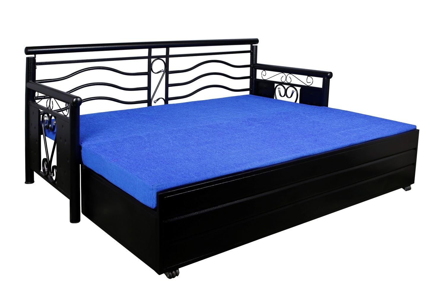 3 Seater Metal Sofa Cum Bed with Hydraulic Storage for Living Room (Black); Size: Single - 4 x 6 - APICS803 - Image 9