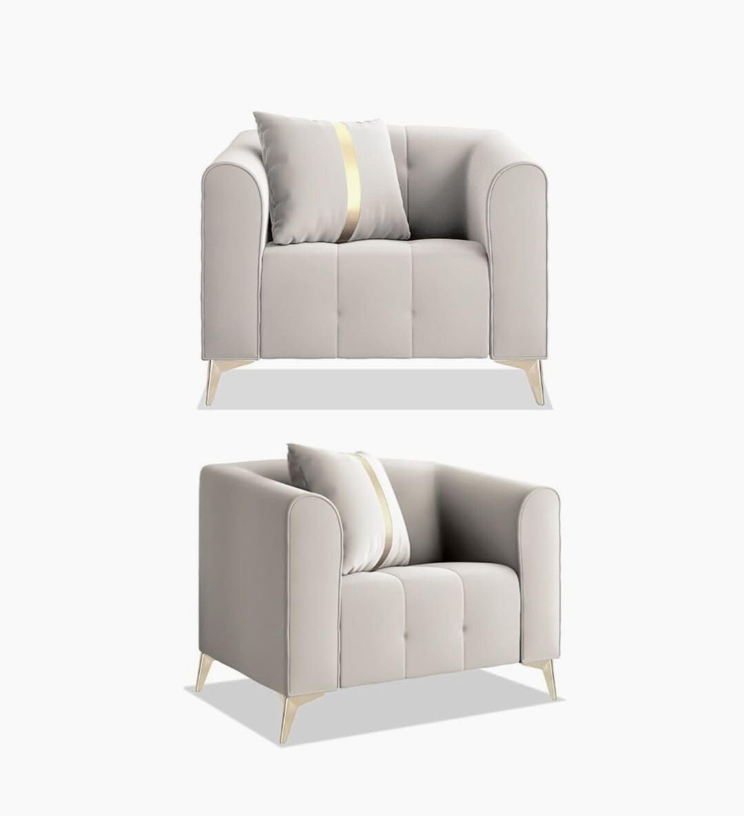 FURNART FURNITURE & INTERIOR Alzio 5 Seater Sofa Set 3+1+1 Washable Backing Leatherette for Living Room Modern Style Comfortable Seating with Cushions (Cream) - Image 5