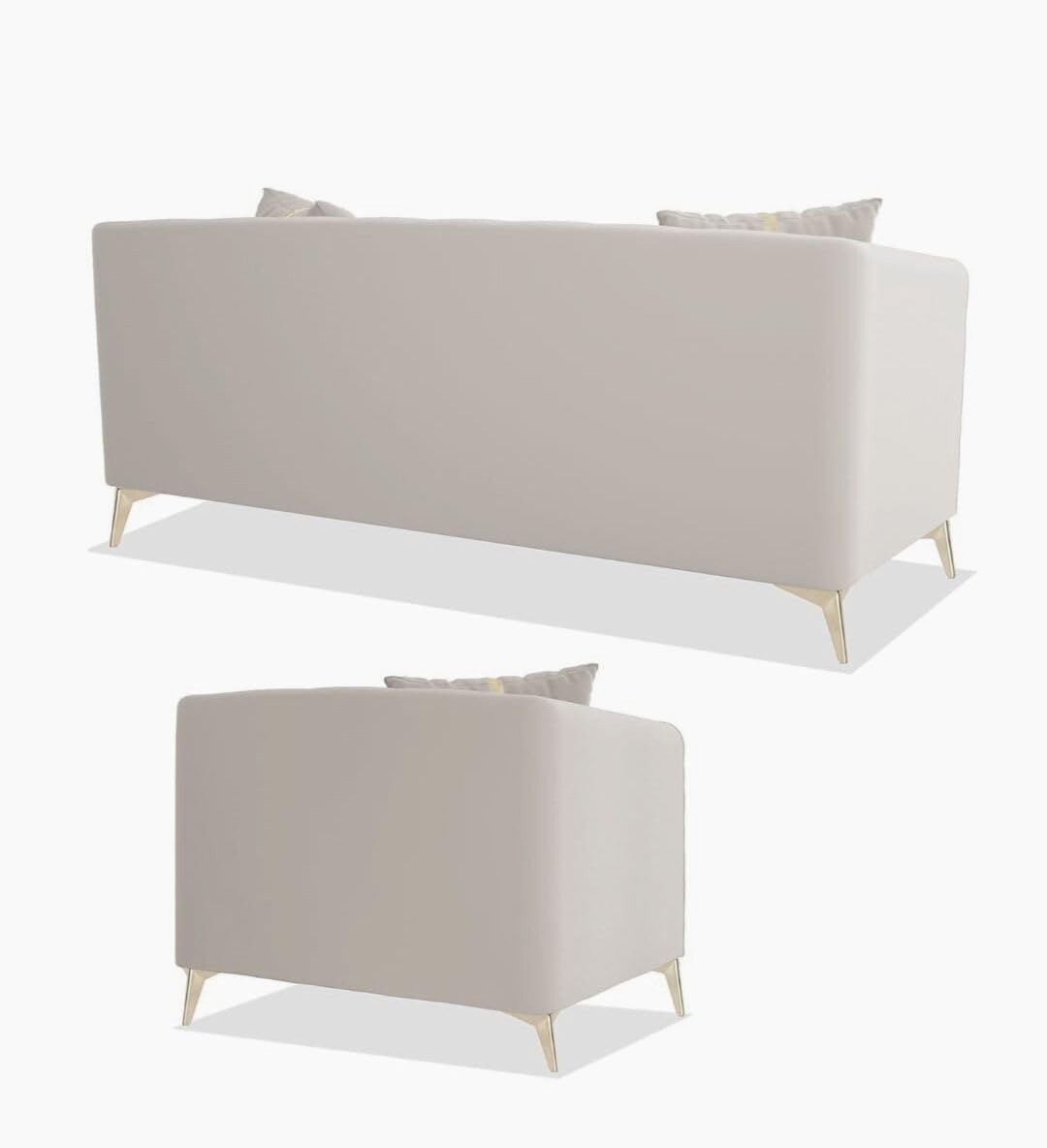 FURNART FURNITURE & INTERIOR Alzio 5 Seater Sofa Set 3+1+1 Washable Backing Leatherette for Living Room Modern Style Comfortable Seating with Cushions (Cream) - Image 7