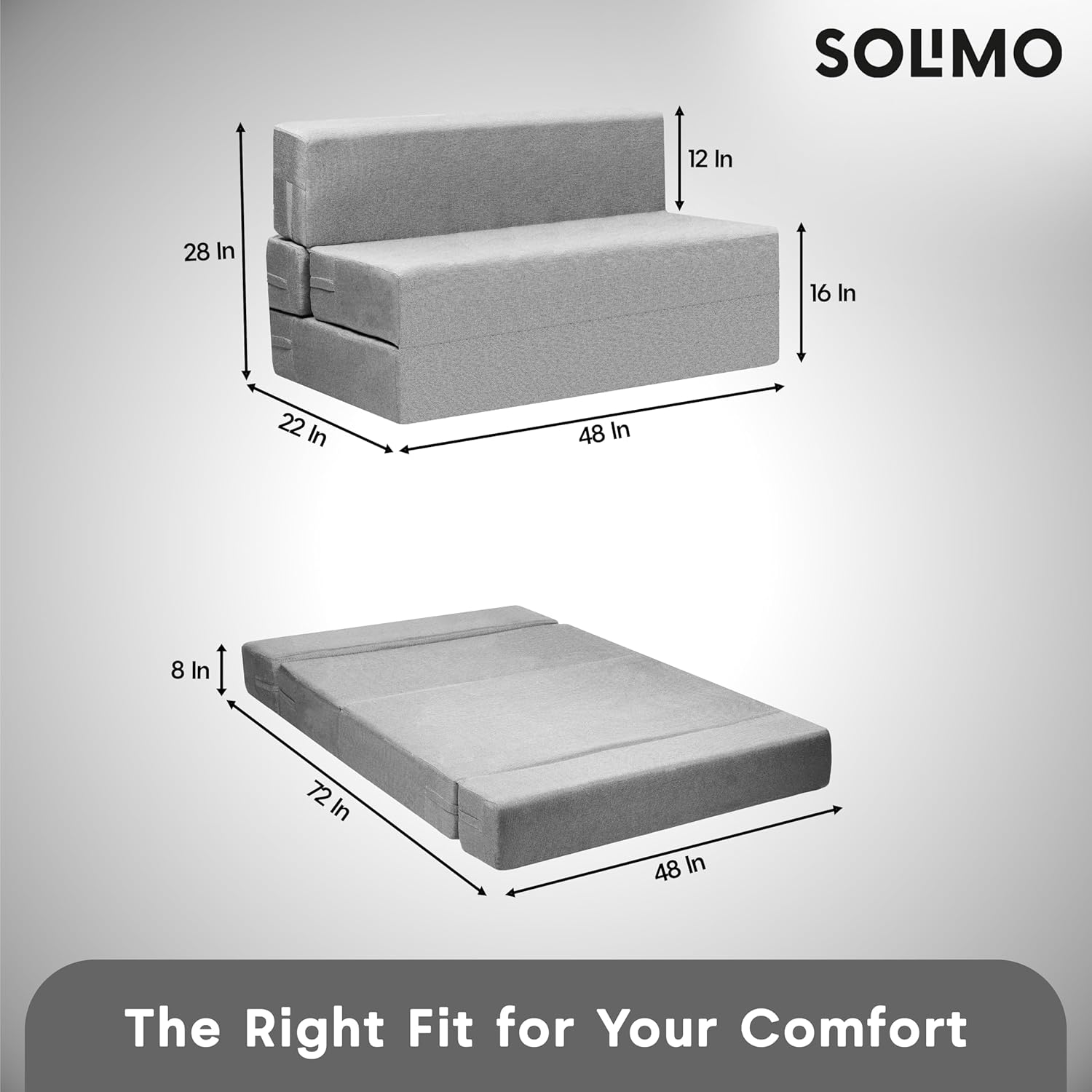 Amazon Brand - Solimo 2 Seater 4 * 6 Jute Fabric Washable Cover Sofa Cum Bed2 Seater Double Foam Fold Out Sofa Cum Bed (Finish Color - Light Grey Delivery Condition - Pre-Assembled) - Image 3