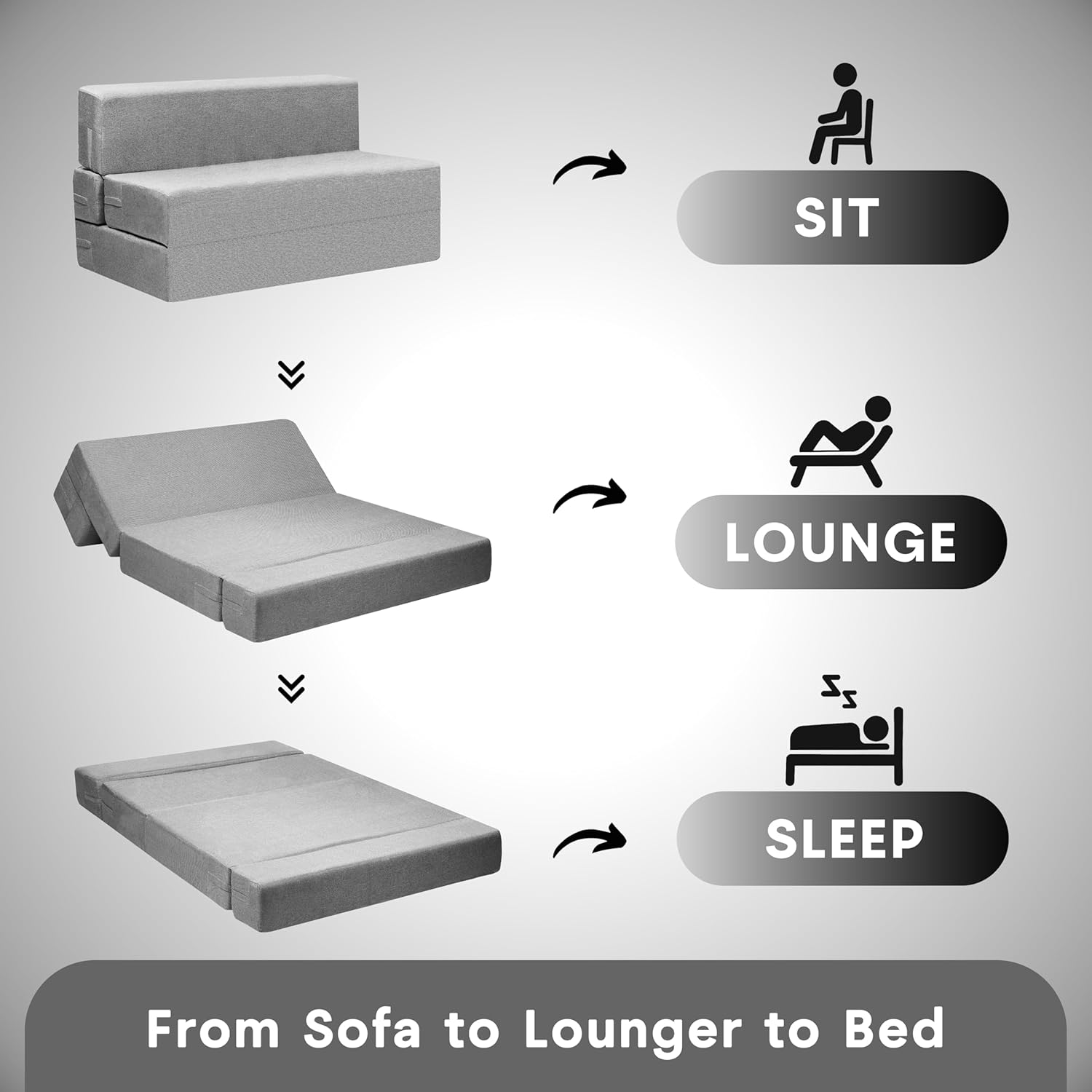 Amazon Brand - Solimo 2 Seater 4 * 6 Jute Fabric Washable Cover Sofa Cum Bed2 Seater Double Foam Fold Out Sofa Cum Bed (Finish Color - Light Grey Delivery Condition - Pre-Assembled) - Image 4