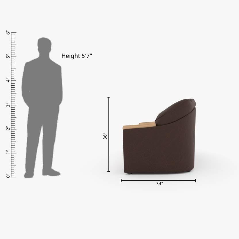 Leatherette 4 Seater - Sofa (Finish Color - Brown, DIY(Do-It-Yourself)) | (Creame Brown) - Image 8