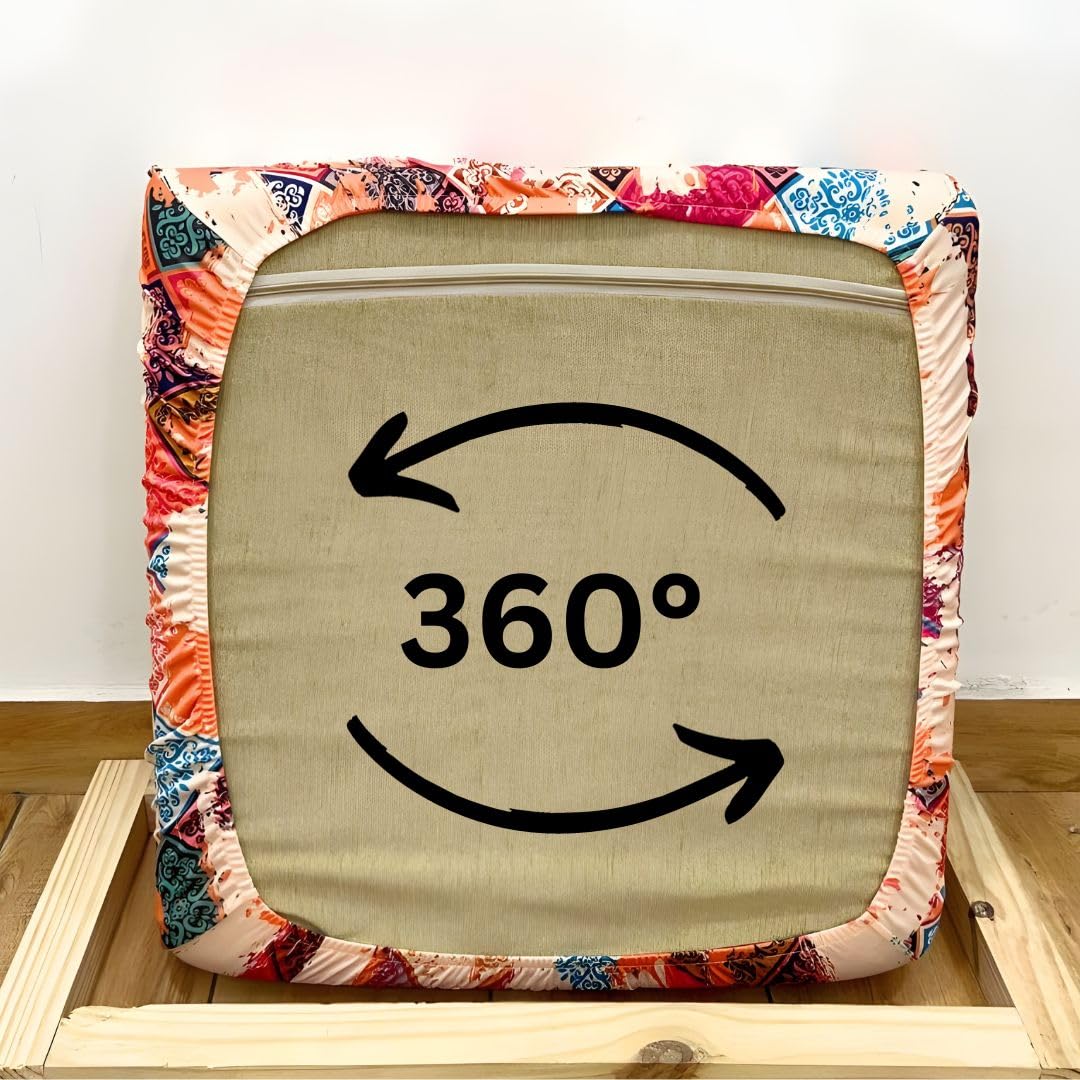 Stretchable Spandex Printed Sofa Slipcovers - Pack of 6 Sofa Seat Covers for Living Rooms, Couches, Wooden Sofas and Offices (Multicolor) - Image 4