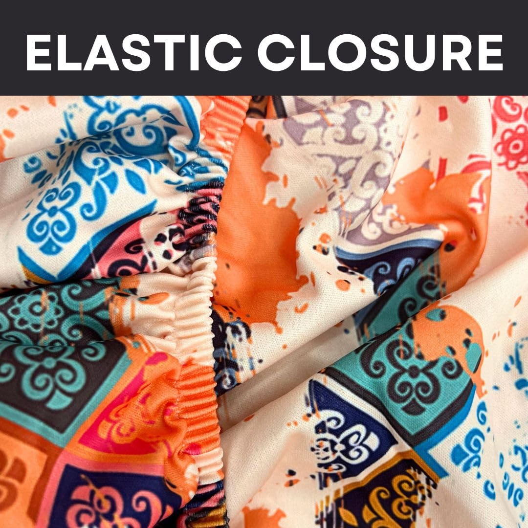 Stretchable Spandex Printed Sofa Slipcovers - Pack of 6 Sofa Seat Covers for Living Rooms, Couches, Wooden Sofas and Offices (Multicolor) - Image 5