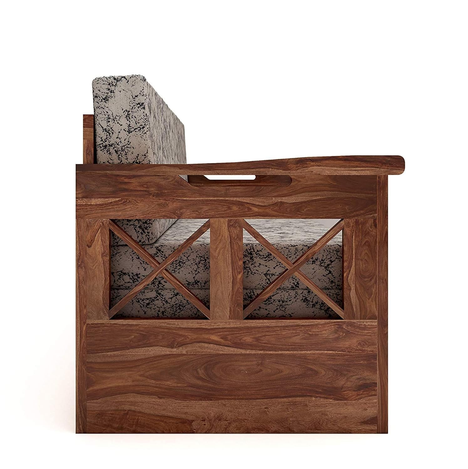 Wooden Twist Wooden Sofa Cum Bed for Living Room Home (Teak Wood) - Image 9