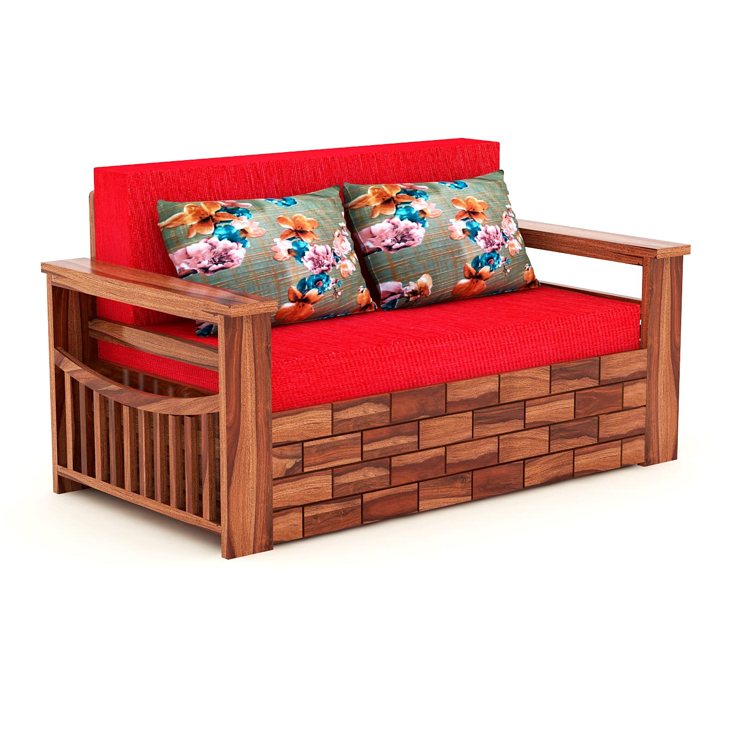 Solid Sheesham Teak Wood 2 Seater Sofa Cum Bed for Home | Sofa Cums Bed for Living Room Wooden | Sofa Bed with Storage | Without Pillow | 2 Seater, Honey Finish - Image 5
