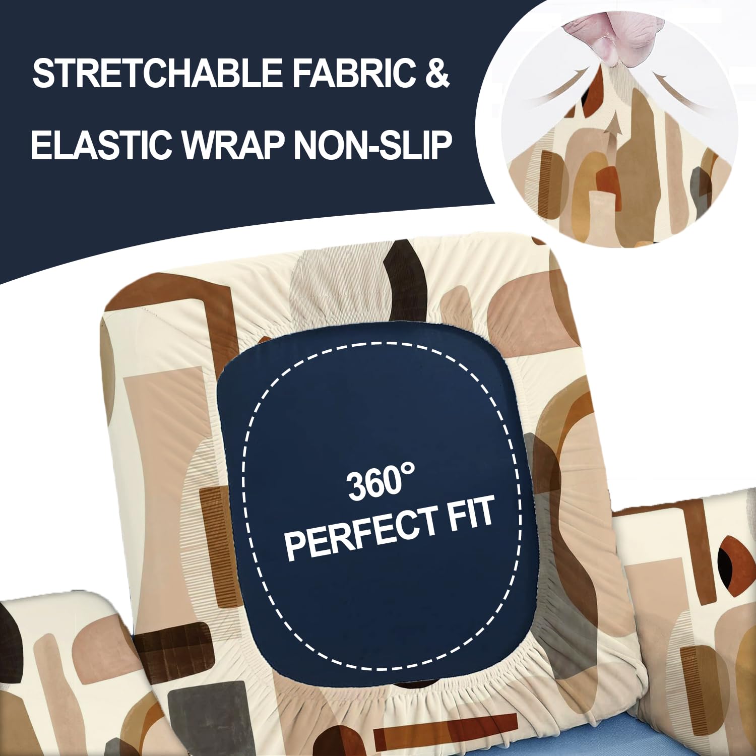 Decorian Soft Velvet Stretchable Printed Solid Sofa Slipcovers, Wooden Sofa Seat Cover, Sofa Back Cushion Covers (Pack of 6, Abstract Shapes) - Image 5