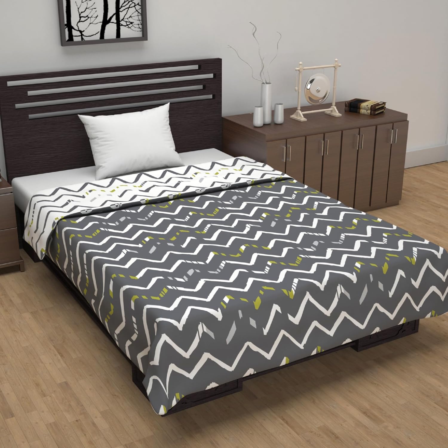 Divine Casa 120 GSM Polyester Reversible Lightweight Single Bed Blanket | Winter Dohar Sofa Throw, Soft & Cozy (Grey, 140 x 210 cm) - Image 3