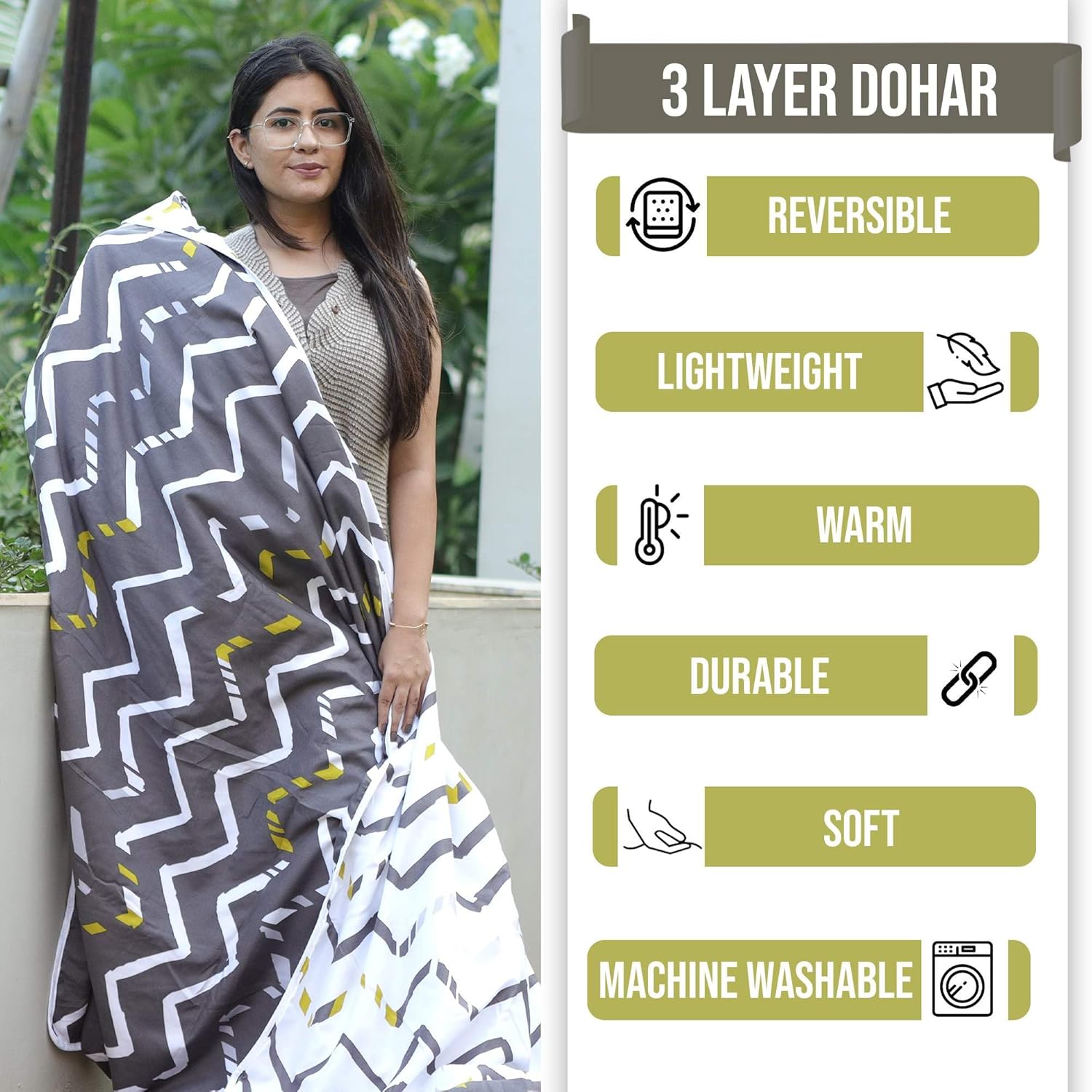 Divine Casa 120 GSM Polyester Reversible Lightweight Single Bed Blanket | Winter Dohar Sofa Throw, Soft & Cozy (Grey, 140 x 210 cm) - Image 6