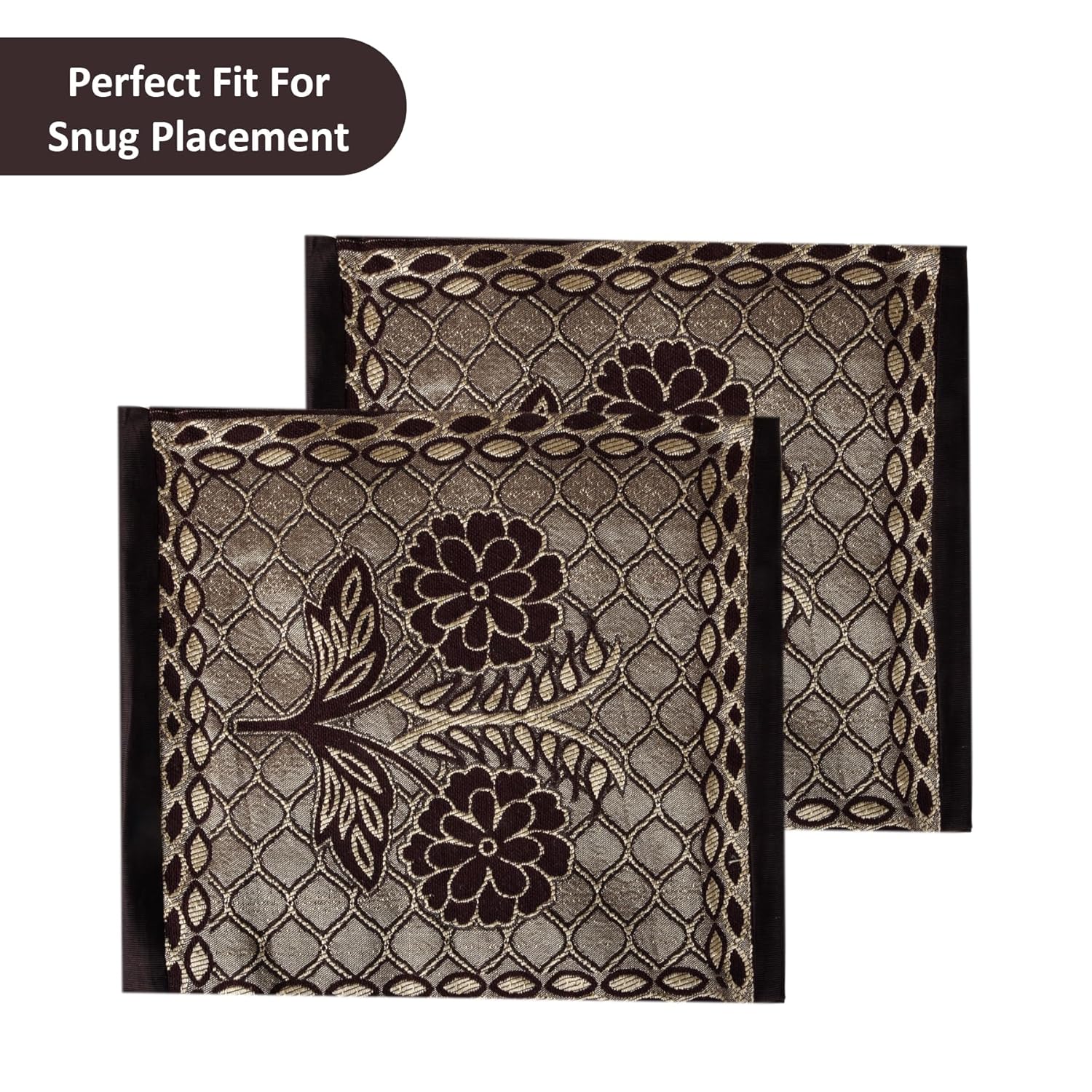 Kuber Industries 2 Pcs Aesthetic Bolster/Side Pillow Cover with Dori for Sofa & Diwan | Washable Cylindrical Takiya & Round Pillow Cover for Home Decor | Flower Design - Golden Brown - Image 6