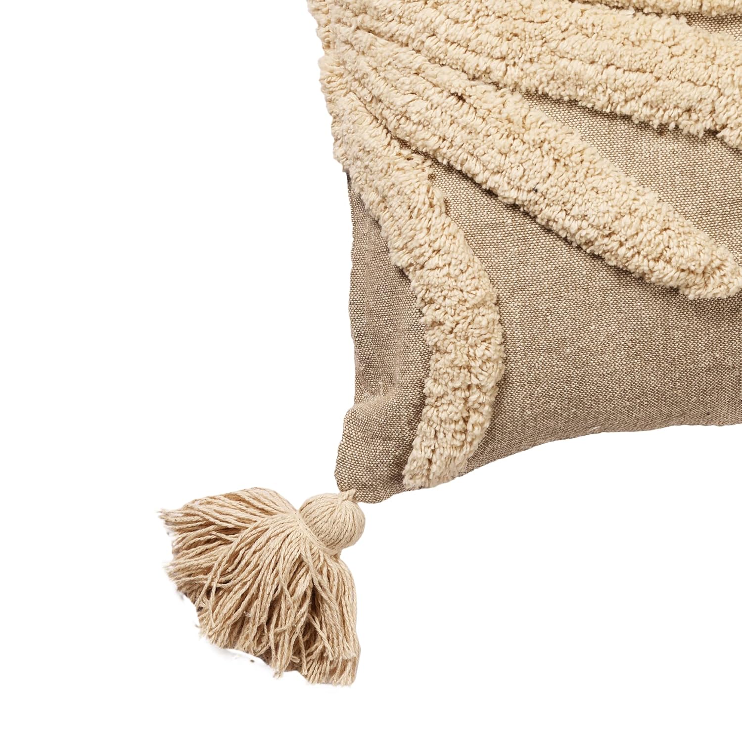 SASHAA WORLD Cotton Cushion Cover | Grey & Beige Tufted Decorative Pillow Case | Modern Boho Design for Sofa, Bedroom, or Living Room | Soft & Durable | Hidden Zip Closure| 45x45 cm - Image 3