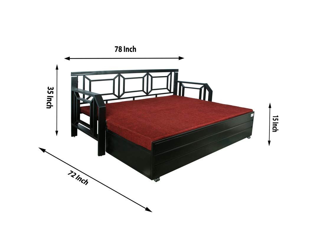 Metal Sofa Cum Bed with Hydraulic Storage King Size Bed Texture Finish - Colour Black by A1 Star Furniture.|A1SFSC15| - Image 2