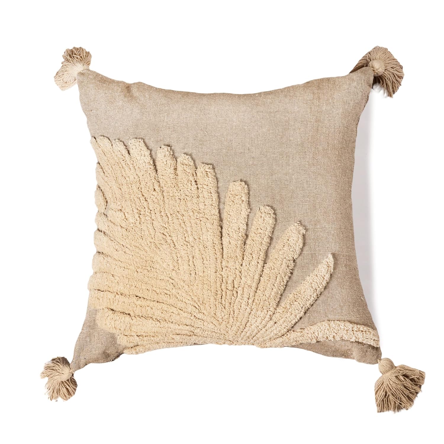 SASHAA WORLD Cotton Cushion Cover | Grey & Beige Tufted Decorative Pillow Case | Modern Boho Design for Sofa, Bedroom, or Living Room | Soft & Durable | Hidden Zip Closure| 45x45 cm - Image 2