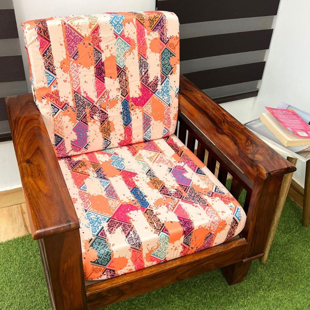 Stretchable Spandex Printed Sofa Slipcovers - Pack of 6 Sofa Seat Covers for Living Rooms, Couches, Wooden Sofas and Offices (Multicolor) - Image 2